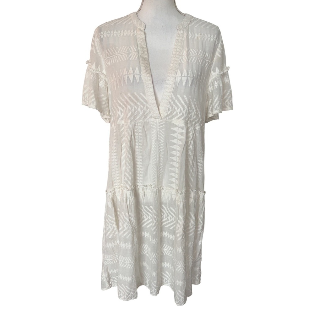 SUNDANCE Everyday Traveler Dress Embroidered Tiered 100% Cotton Dress Medium
